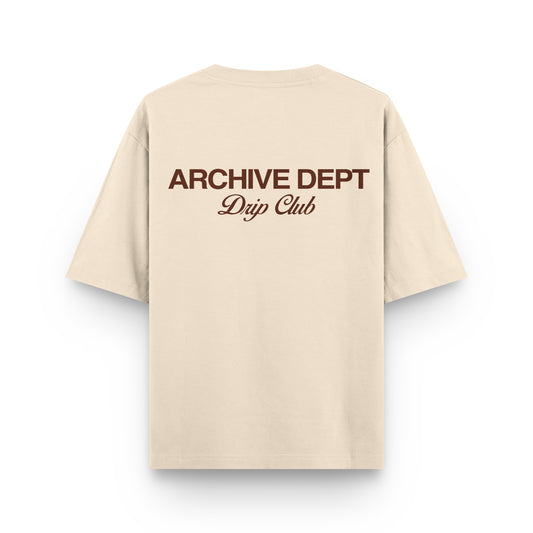 Camiseta Archive Dept beige Drip Club espalda - streetwear Costa Rica