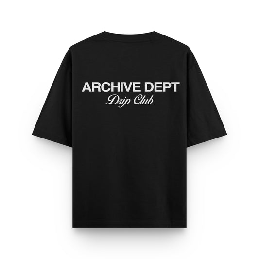 Camiseta Archive Dept negra Drip Club espalda - streetwear Costa Rica