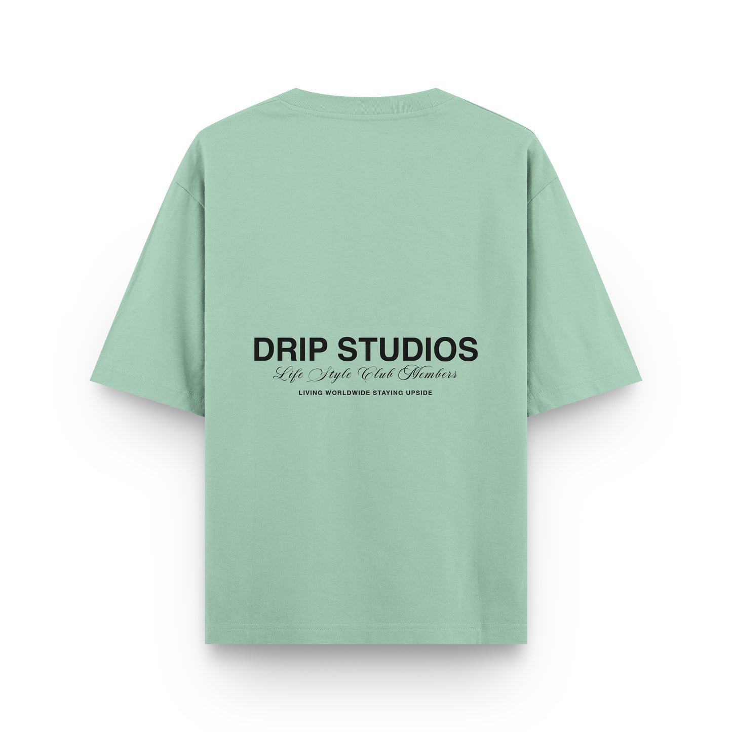Camiseta Drip Studios verde espalda - streetwear oversize Drip Club Costa Rica