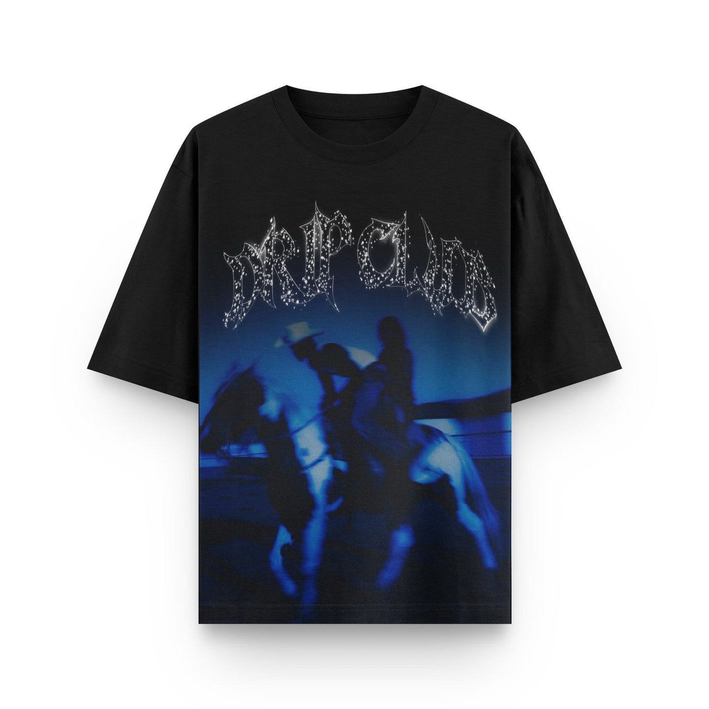 6110003 TEE DRIP HORSE BLUE