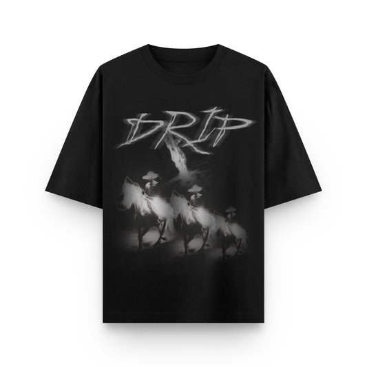 6110005 TEE DRIP HORSE BLACK