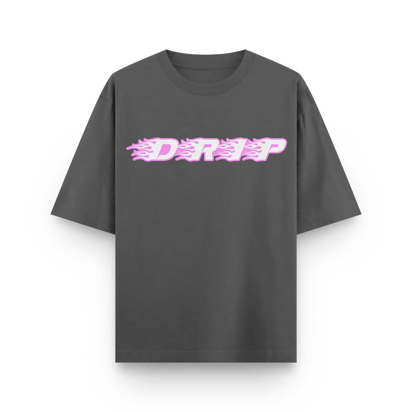 DRIP FLAMES PINK T-SHIRT GRAY