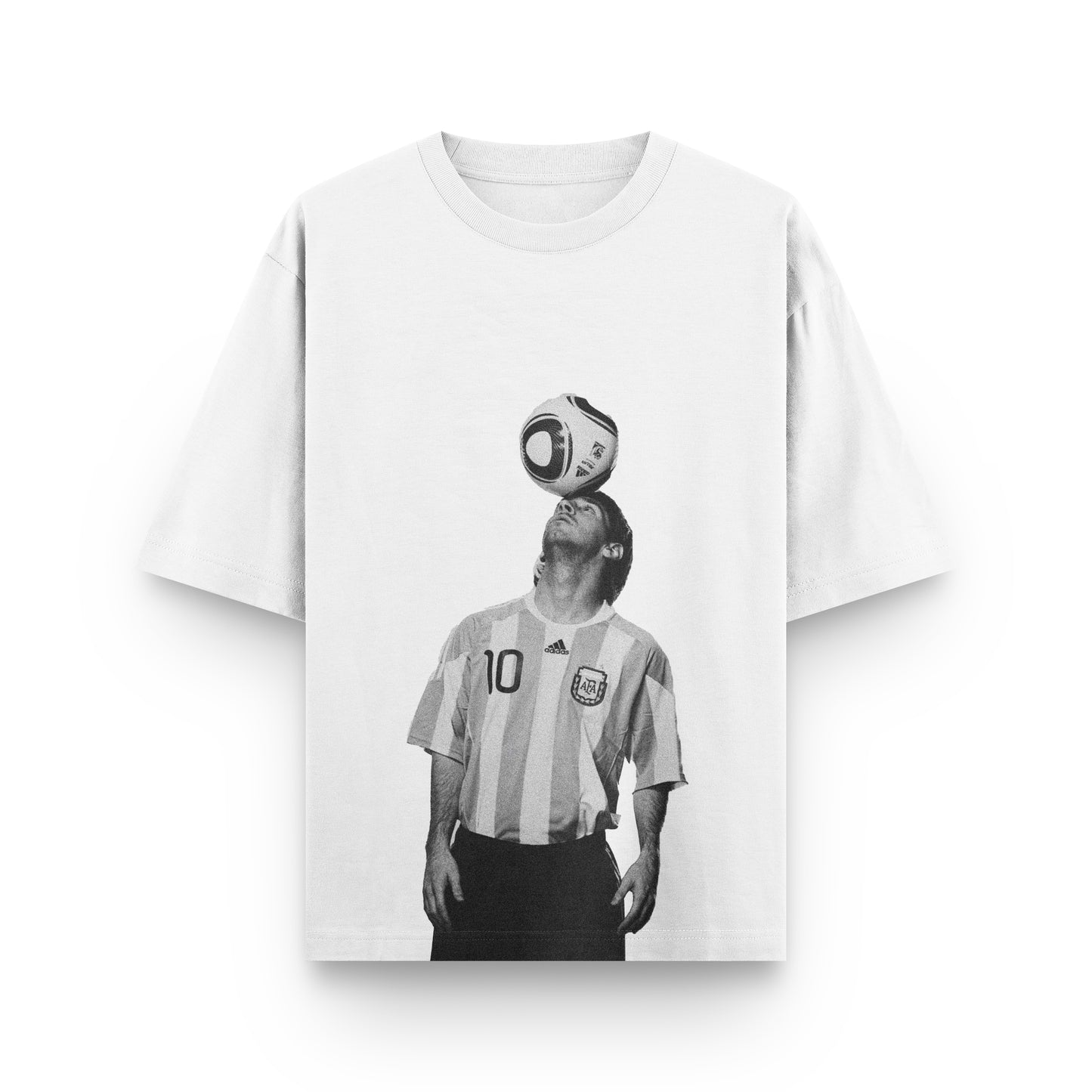 TEE DRIP WHITE MESSI BLACK AND WHITE