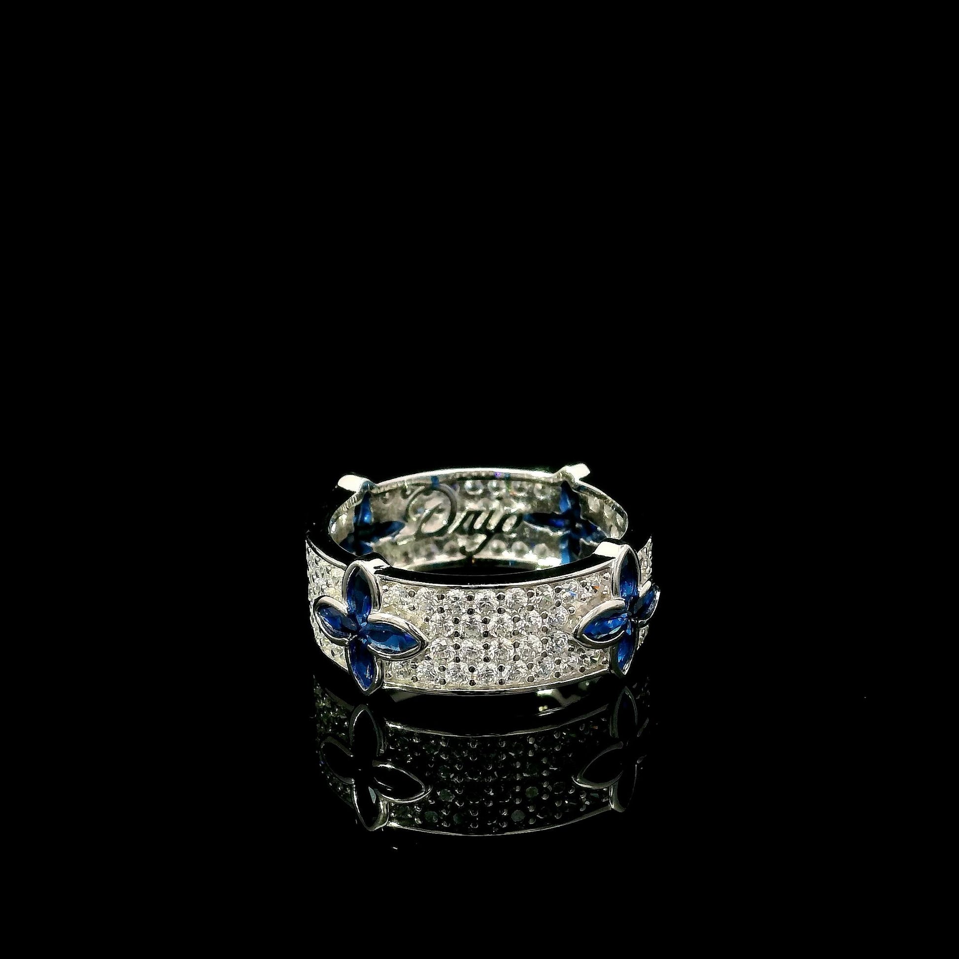 Anillo Cross Blue Drip Ring frente - joyería streetwear Drip Club Costa Rica