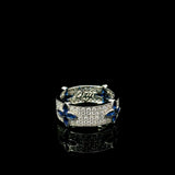 Anillo Cross Blue Drip Ring frente - joyería streetwear Drip Club Costa Rica