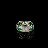 Anillo Cross Green Drip Ring frente - joyería streetwear Drip Club Costa Rica