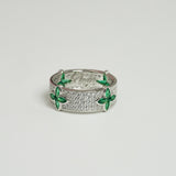 Anillo Cross Green Drip Ring lateral - joyería streetwear Costa Rica