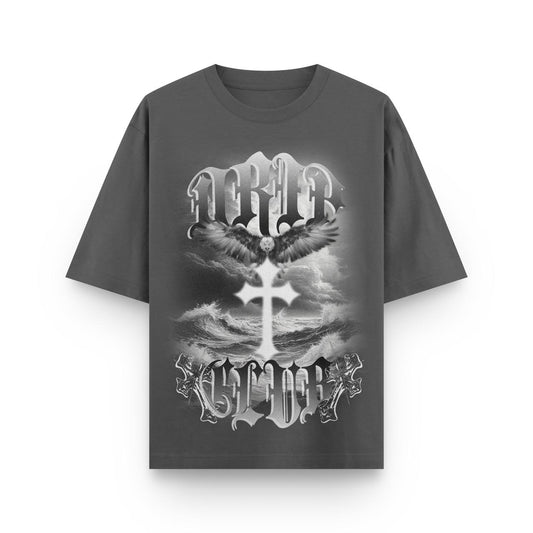 Camiseta Aegle Gothic gris Drip Club - streetwear tipografía gótica Costa Rica