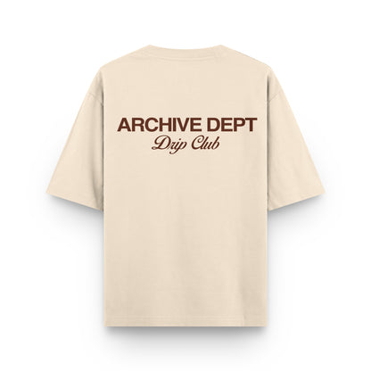 Camiseta Archive Dept beige Drip Club espalda - streetwear Costa Rica