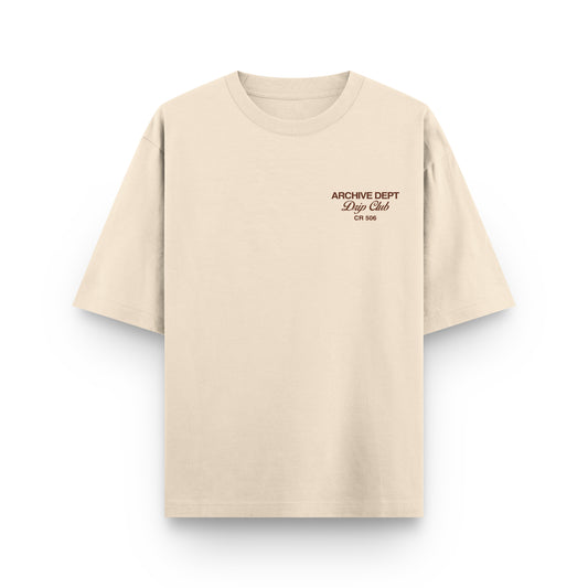 Camiseta Archive Dept beige Drip Club frente - streetwear Costa Rica