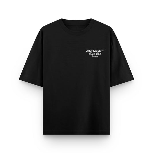 Camiseta Archive Dept negra Drip Club frente - streetwear Costa Rica