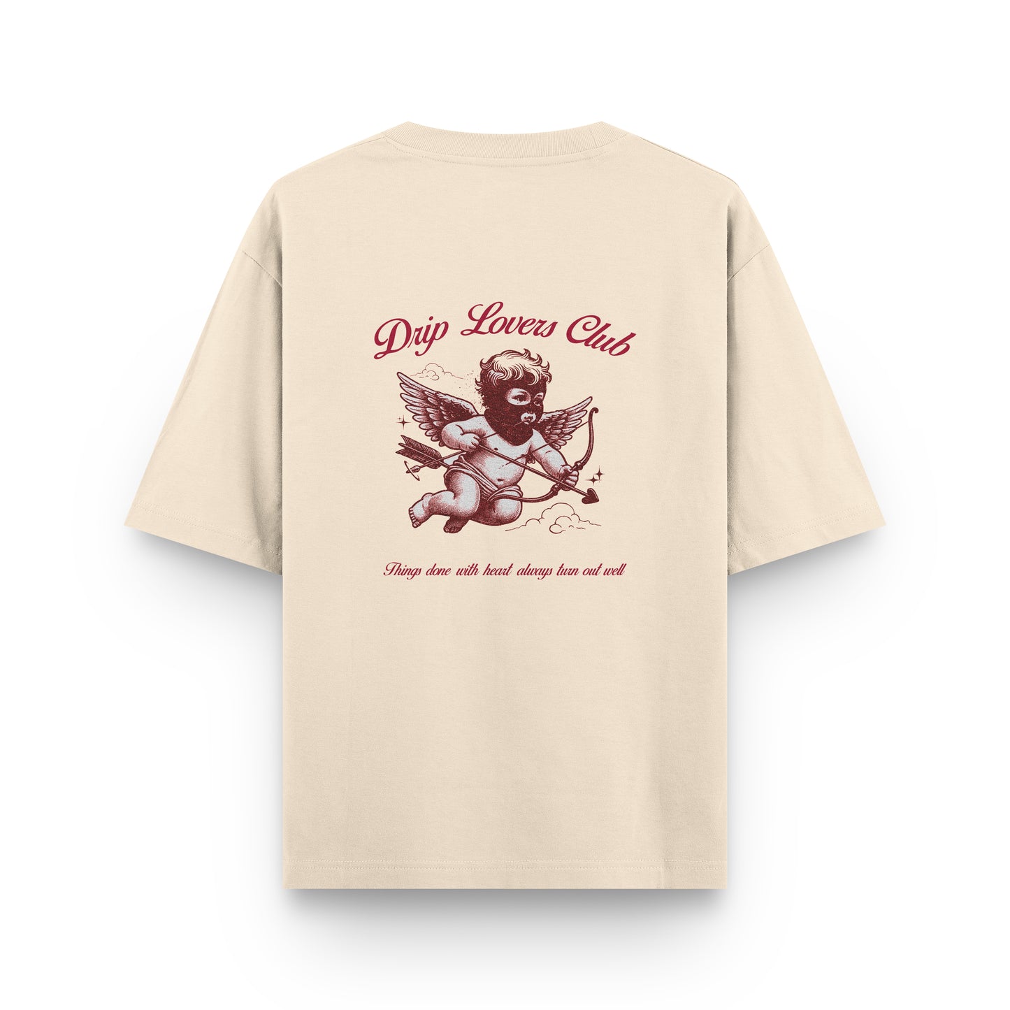 Camiseta Baby Valentine beige Drip Club frente - tee edición especial Costa Rica