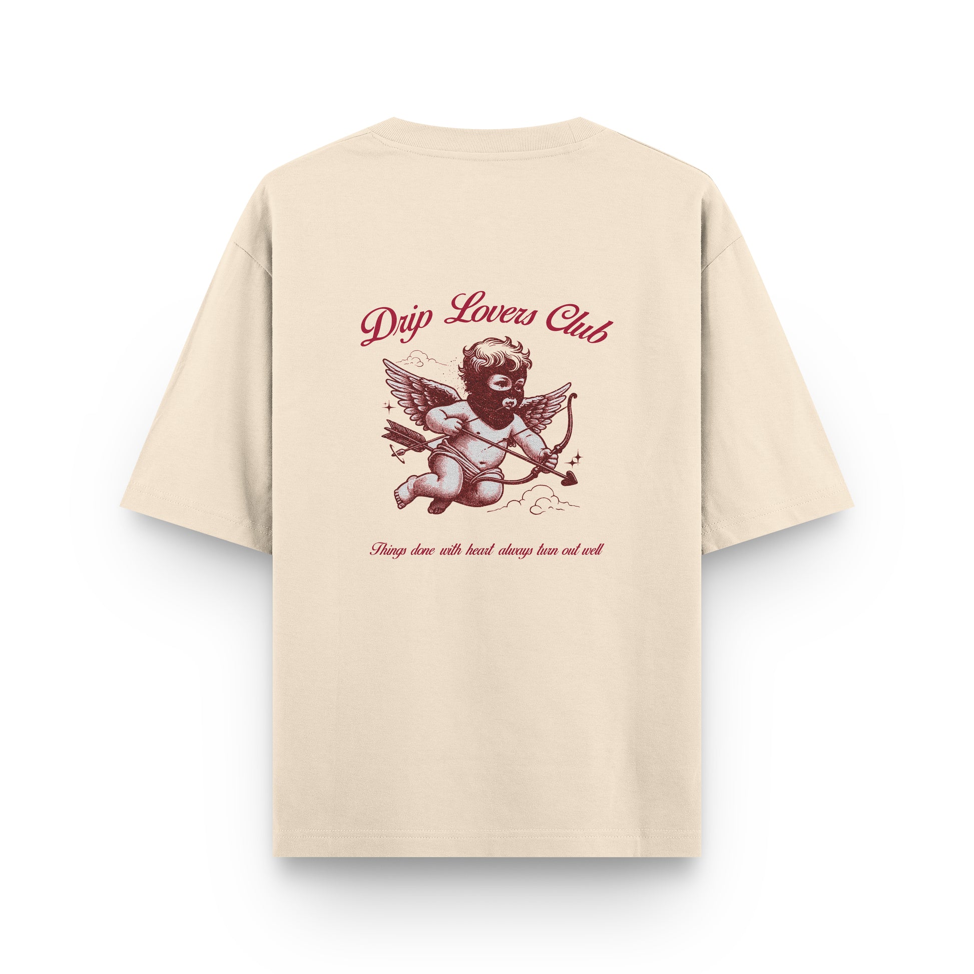 Camiseta Baby Valentine beige Drip Club frente - tee edición especial Costa Rica