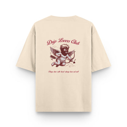 Camiseta Baby Valentine beige Drip Club frente - tee edición especial Costa Rica
