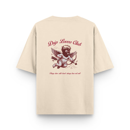 Camiseta Baby Valentine beige Drip Club frente - tee edición especial Costa Rica