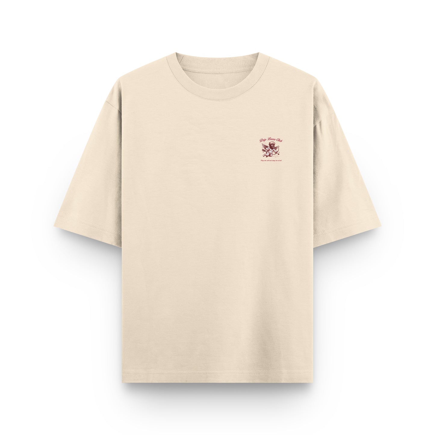 Camiseta Baby Valentine beige Drip Club lateral - tee edición especial Costa Rica