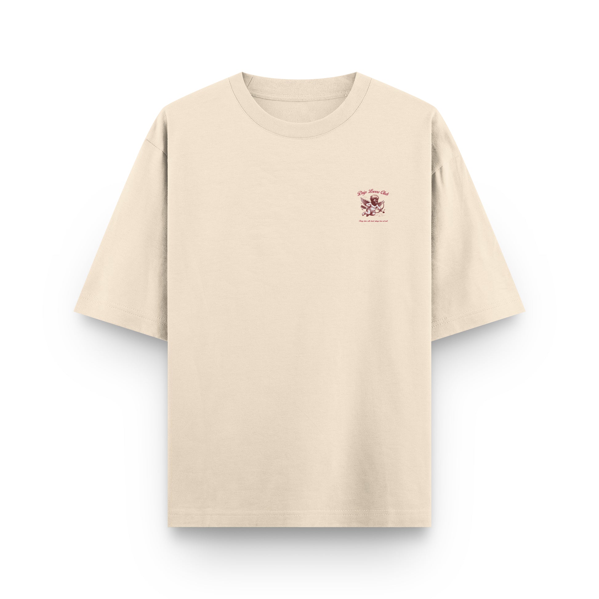 Camiseta Baby Valentine beige Drip Club lateral - tee edición especial Costa Rica
