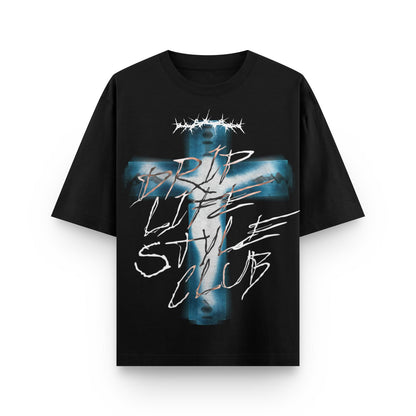 Camiseta Crow God Black Drip Club frente - tee premium streetwear Costa Rica