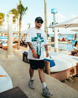 Camiseta Crow God White Drip Club espalda - tee premium streetwear Costa Rica