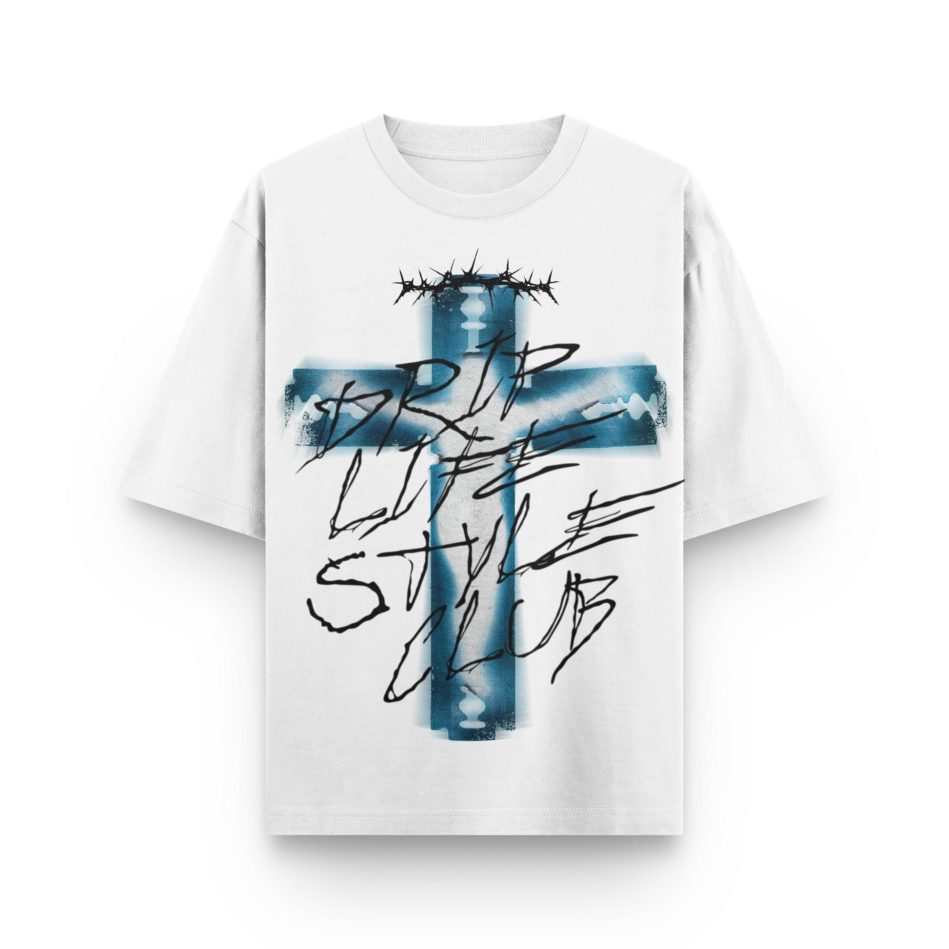 Camiseta Crow God White Drip Club frente - tee premium streetwear Costa Rica
