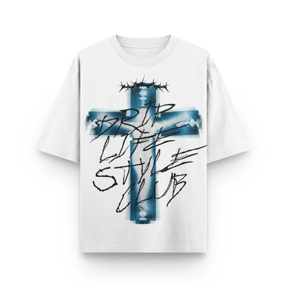 Camiseta Crow God White Drip Club frente - tee premium streetwear Costa Rica