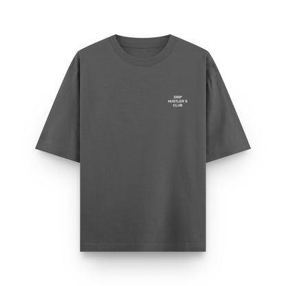 Camiseta Hustlers Club gris Drip Club frente - streetwear Costa Rica