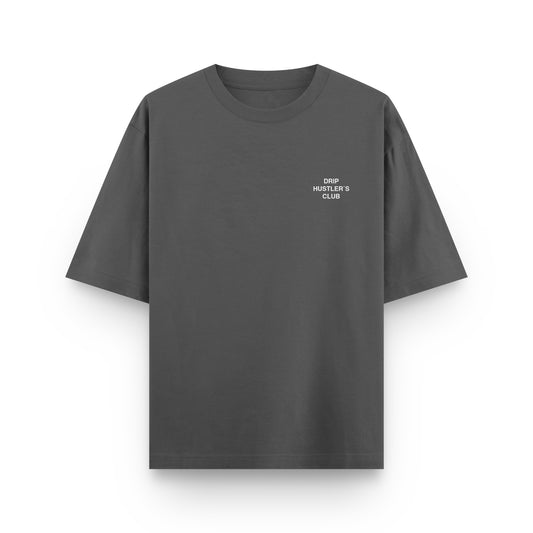 Camiseta Hustlers Club gris Drip Club frente - streetwear Costa Rica
