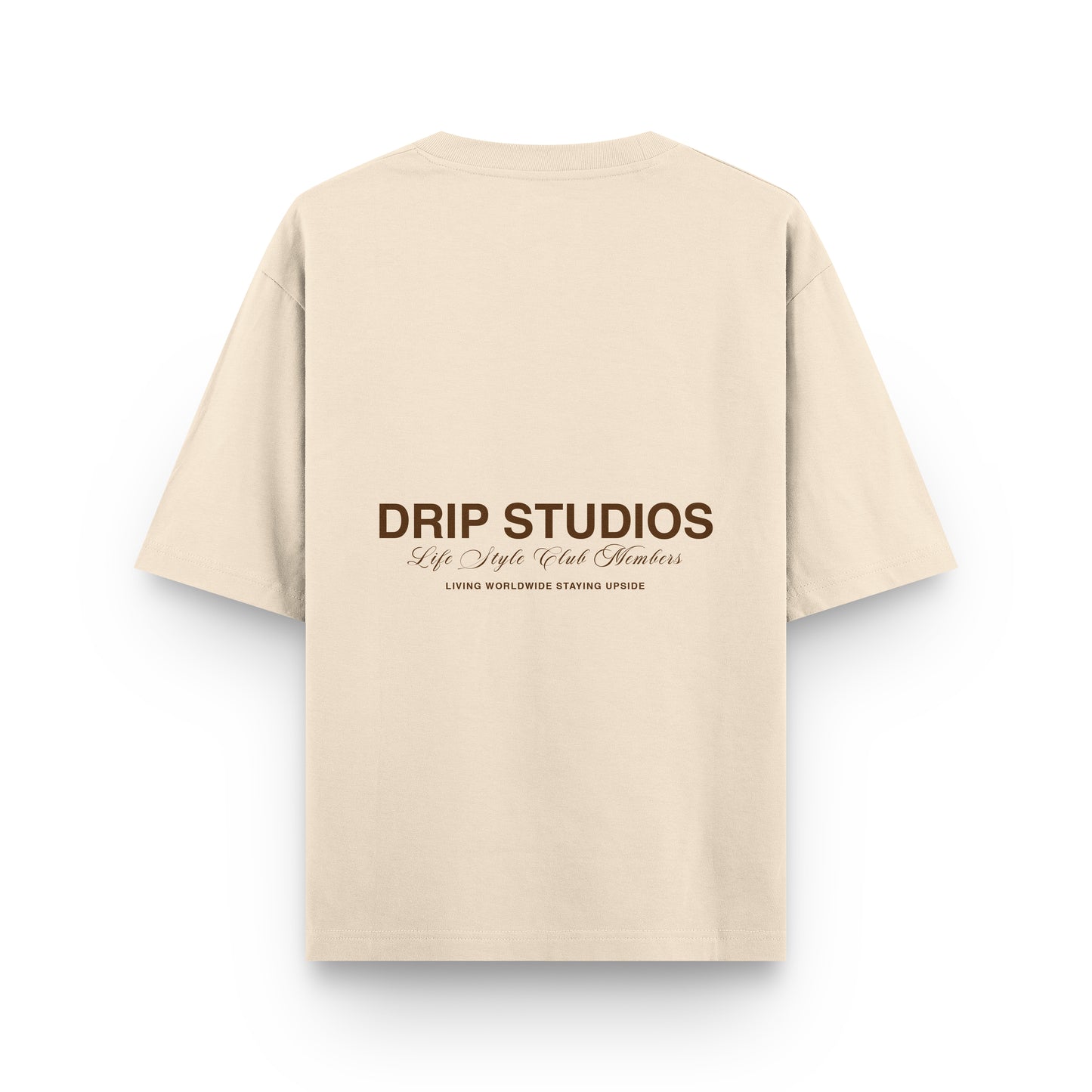 Camiseta Drip Studios beige espalda - streetwear oversize Drip Club Costa Rica