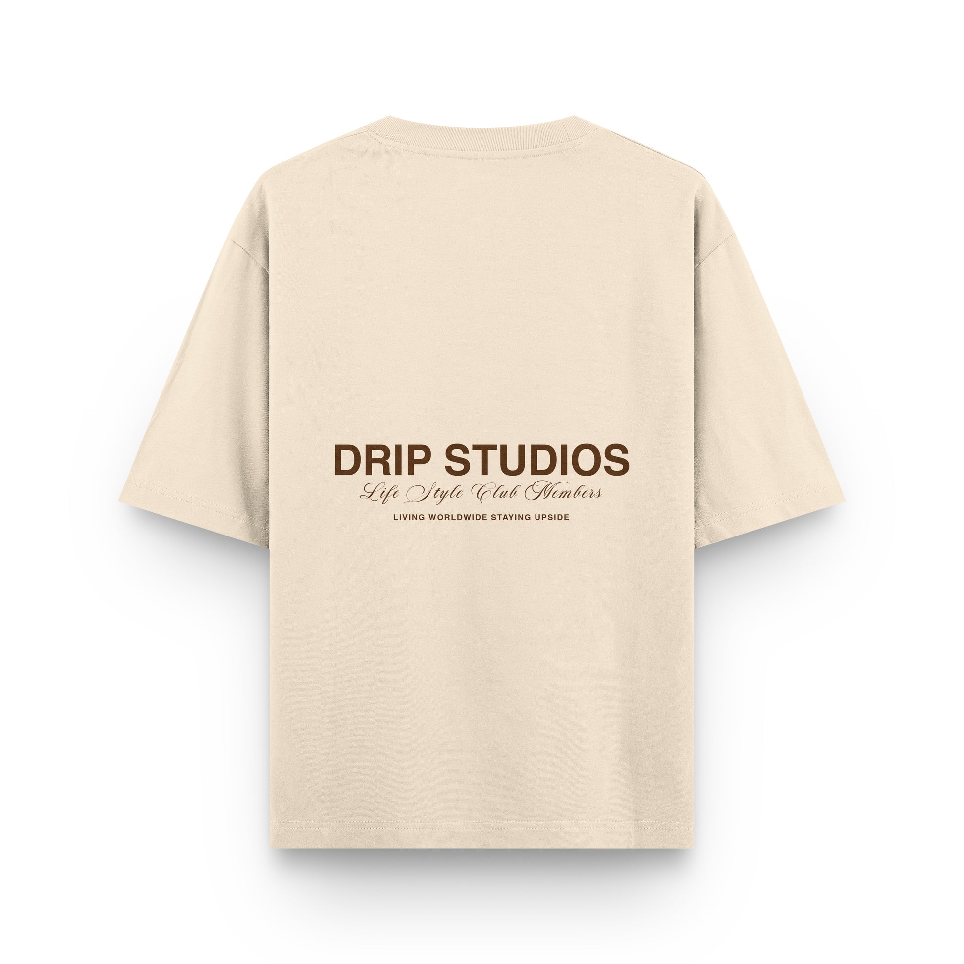 Camiseta Drip Studios beige espalda - streetwear oversize Drip Club Costa Rica