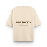 Camiseta Drip Studios beige espalda - streetwear oversize Drip Club Costa Rica