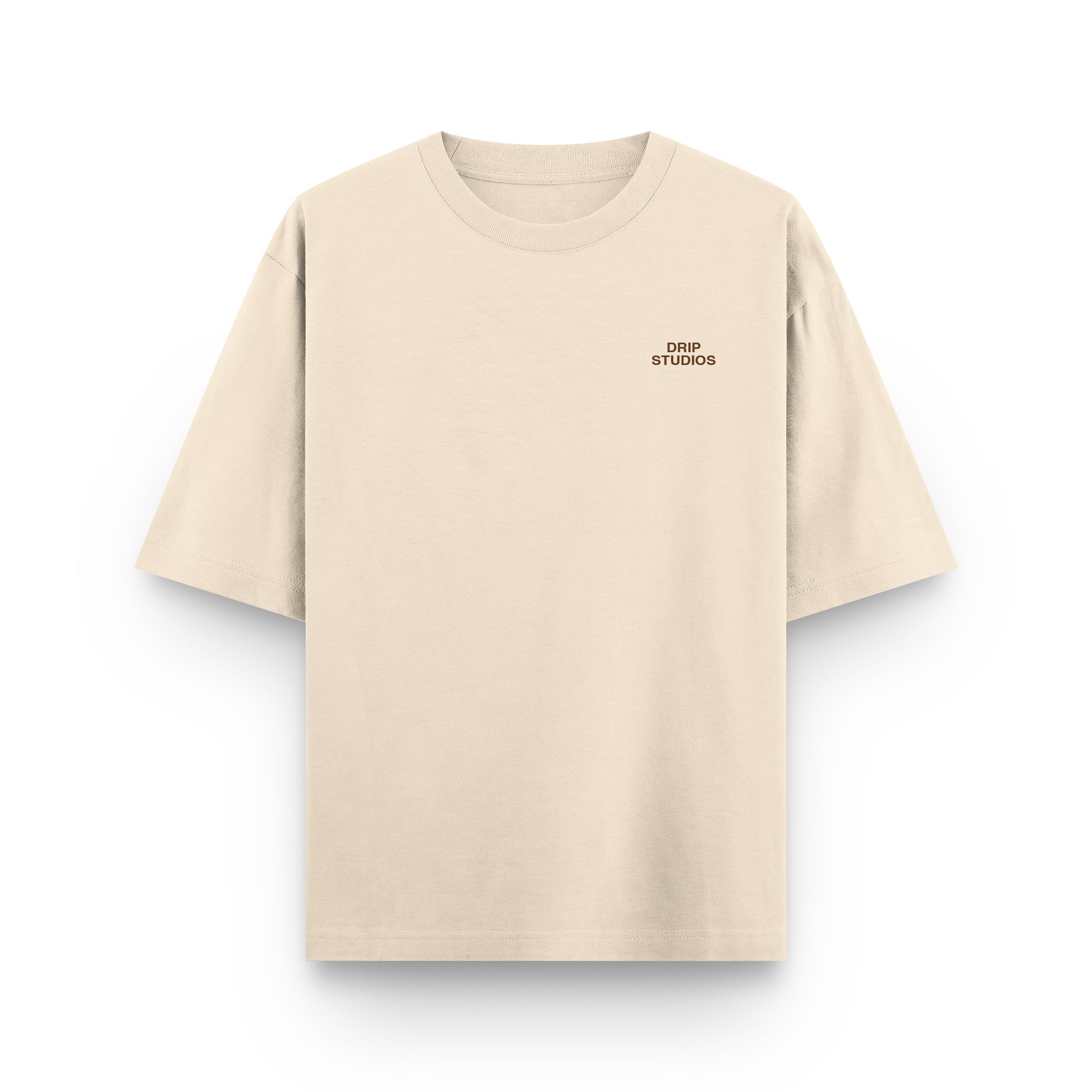 Camiseta Drip Studios beige frente - streetwear oversize Drip Club Costa Rica