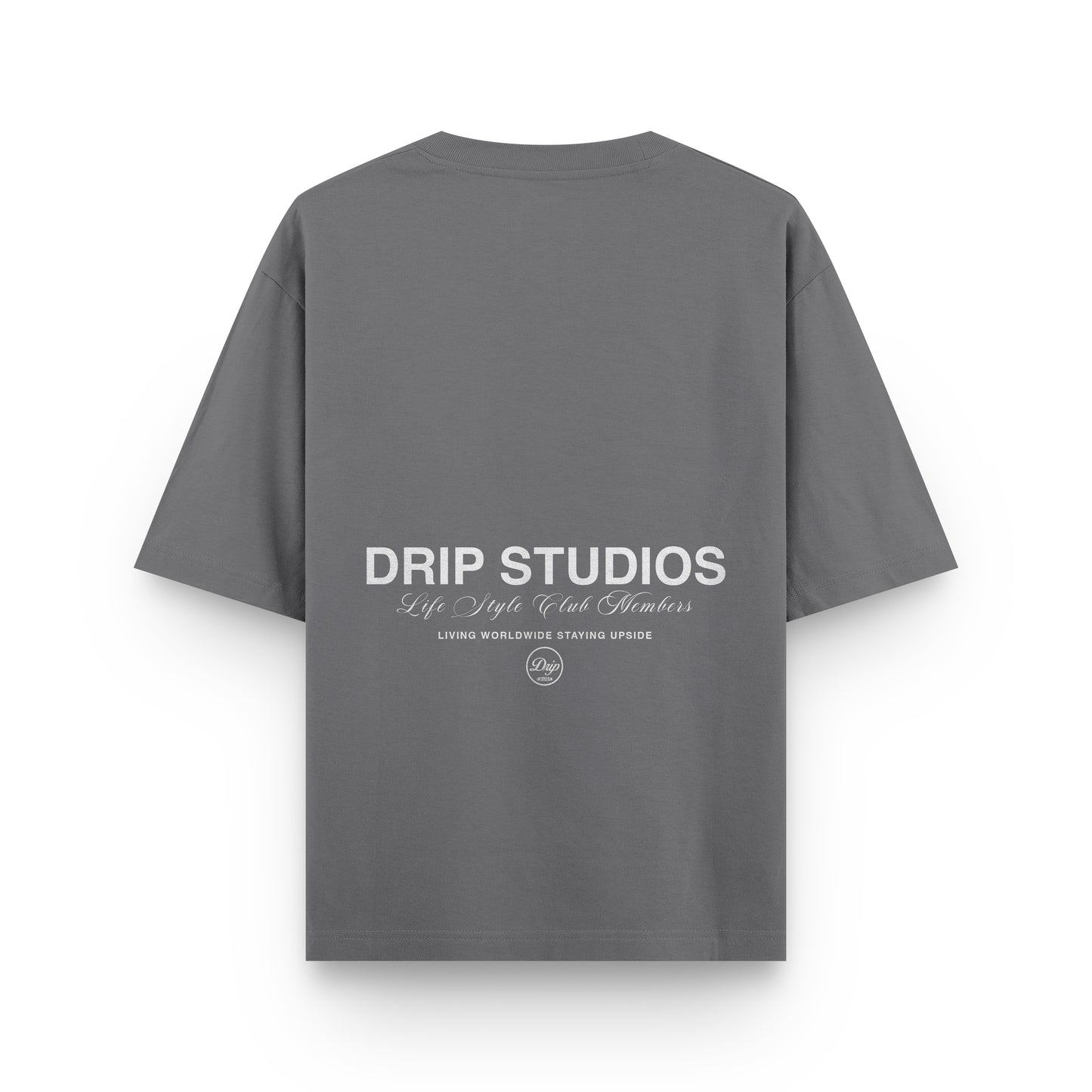 Camiseta Drip Studios gris espalda - streetwear oversize Drip Club Costa Rica