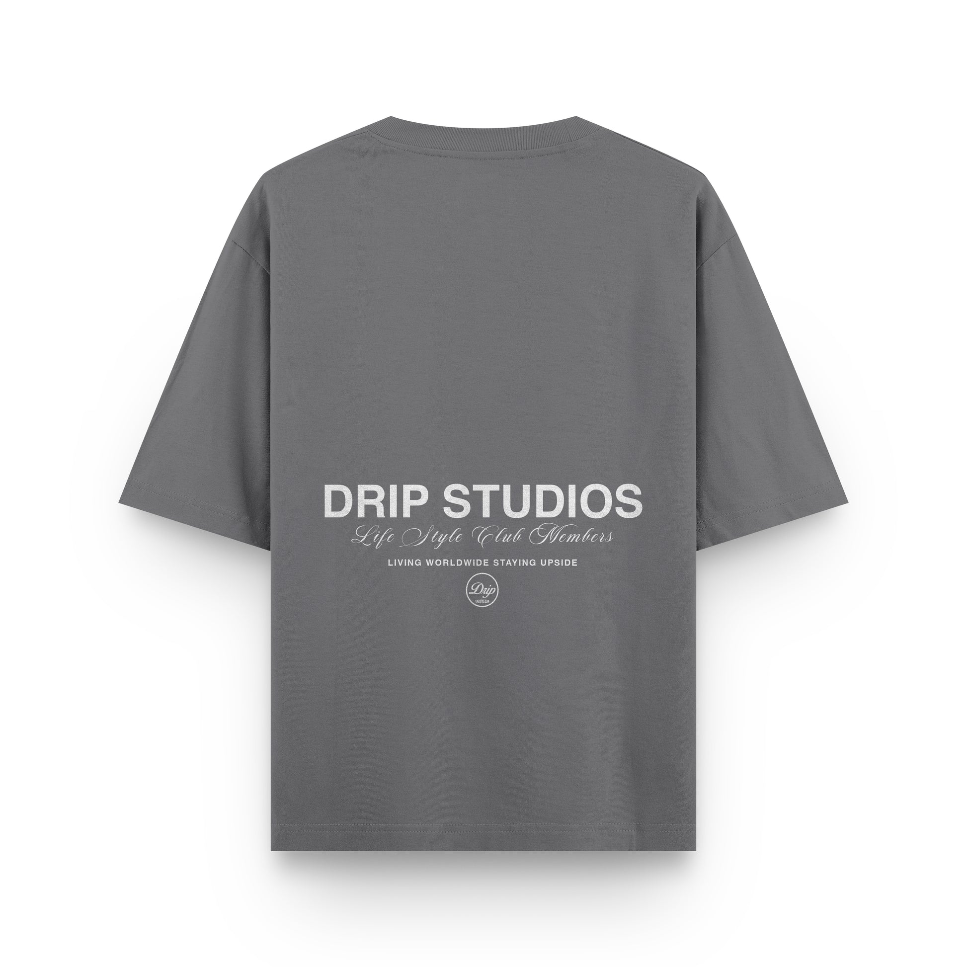 Camiseta Drip Studios gris espalda - streetwear oversize Drip Club Costa Rica