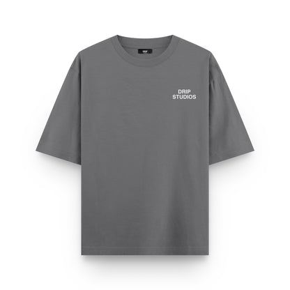 Camiseta Drip Studios gris frente - streetwear oversize Drip Club Costa Rica