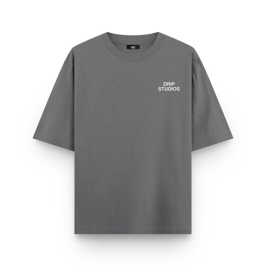 Camiseta Drip Studios gris frente - streetwear oversize Drip Club Costa Rica