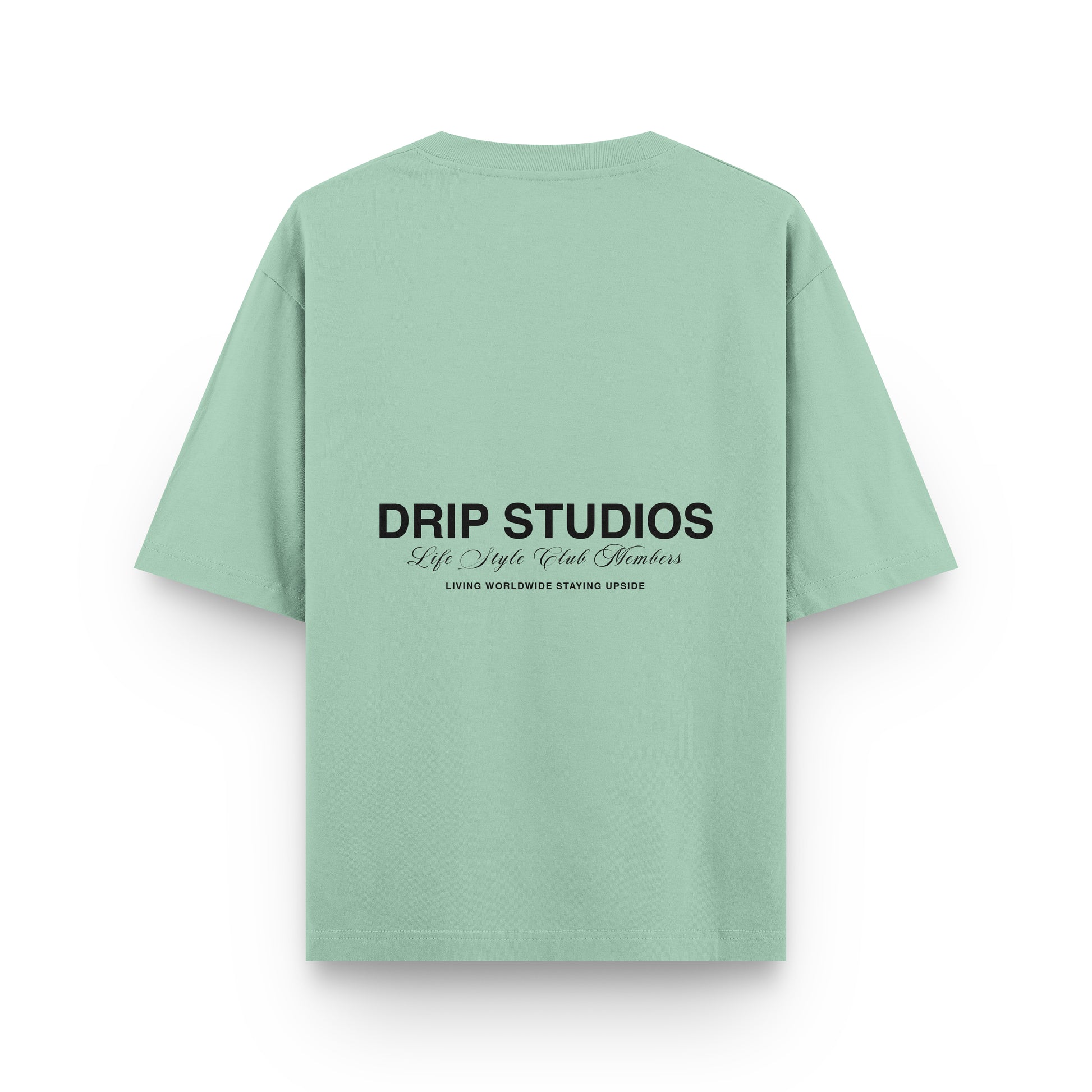 Camiseta Drip Studios verde espalda - streetwear oversize Drip Club Costa Rica
