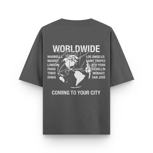 Camiseta Worldwide gris Drip Club frente - streetwear hombre Costa Rica