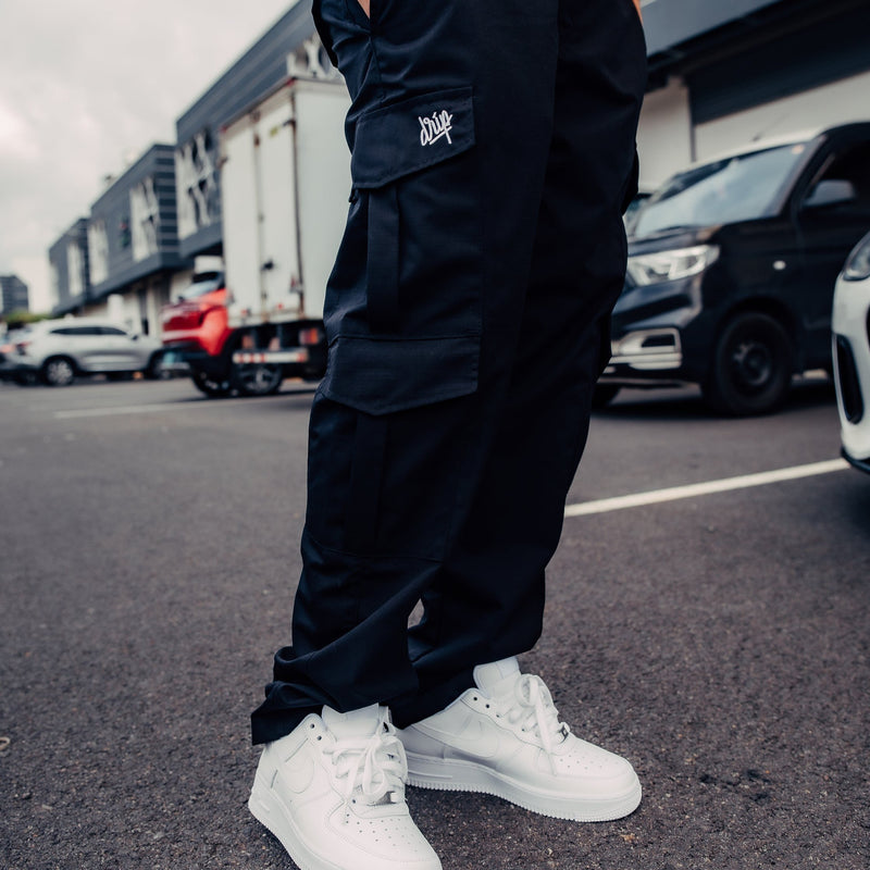 Cargo Clásico negro Drip Club frente - pantalón streetwear Costa Rica