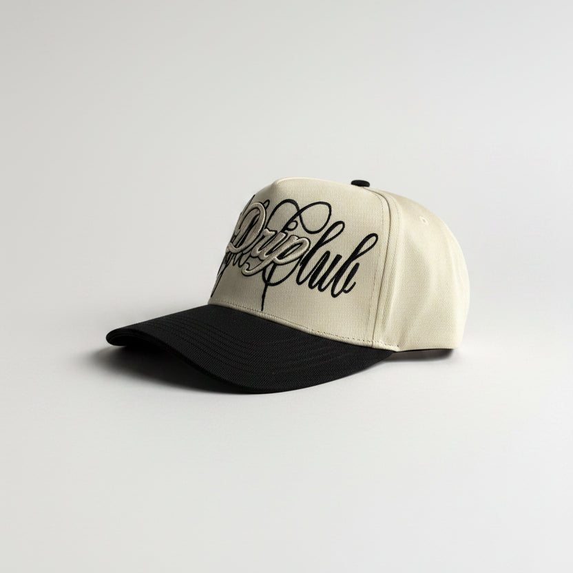 Gorra Sign Beige and Black Drip Club frente - snapback bicolor streetwear Costa Rica