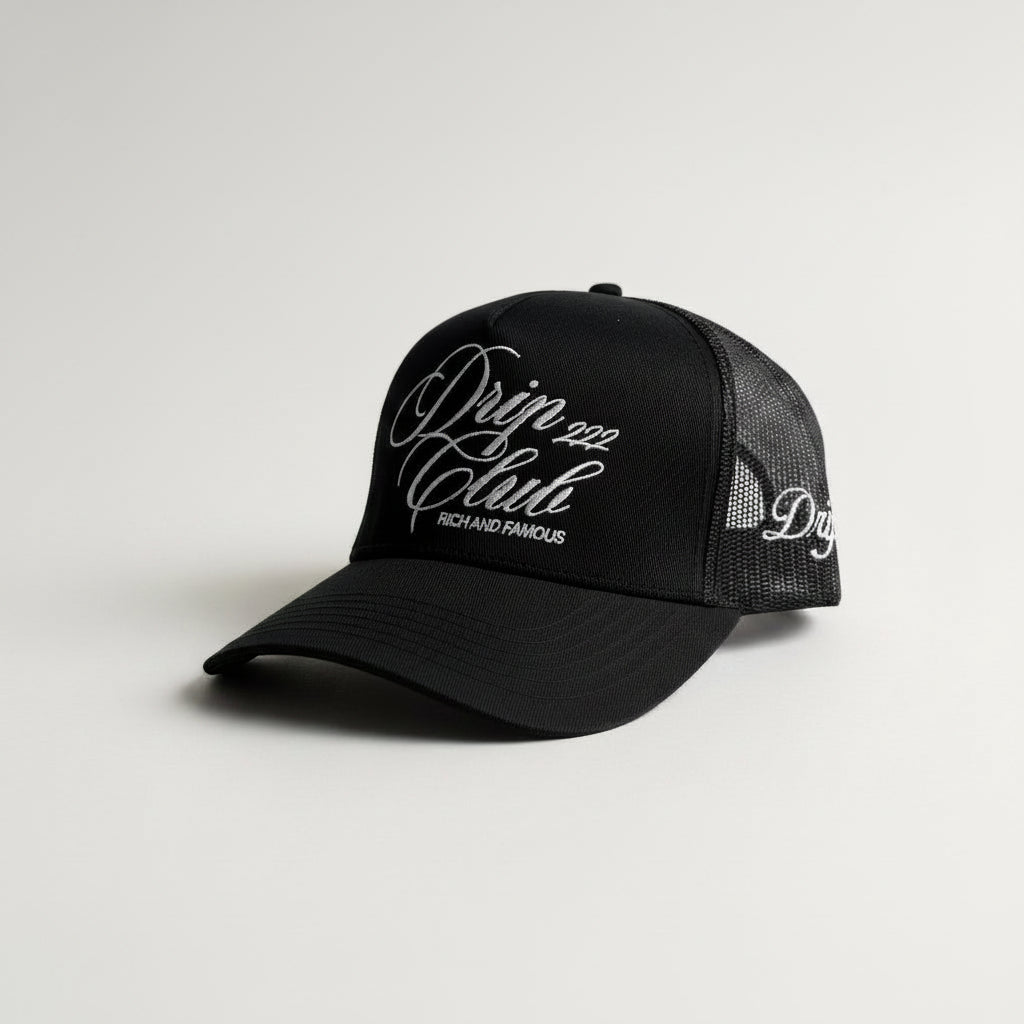 Gorra Trucker Black Drip Club detalle - gorra trucker streetwear Costa Rica