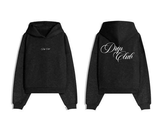 Hoodie Stone negro Drip Club frente - sudadera stone wash streetwear Costa Rica