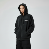 Hoodie ZipStone negro y blanco Drip Club detalle - sudadera Costa Rica