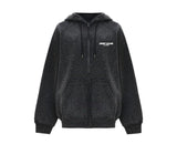 Hoodie ZipStone negro y blanco Drip Club frente - sudadera cierre bicolor Costa Rica